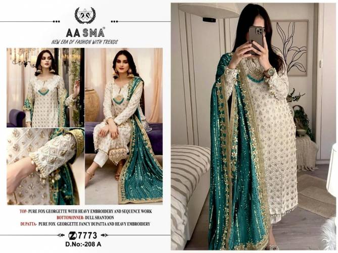 Aasma 208 A To E Hit Design Embroidery Georgette Pakistani Suits Wholesale Market In Surat
